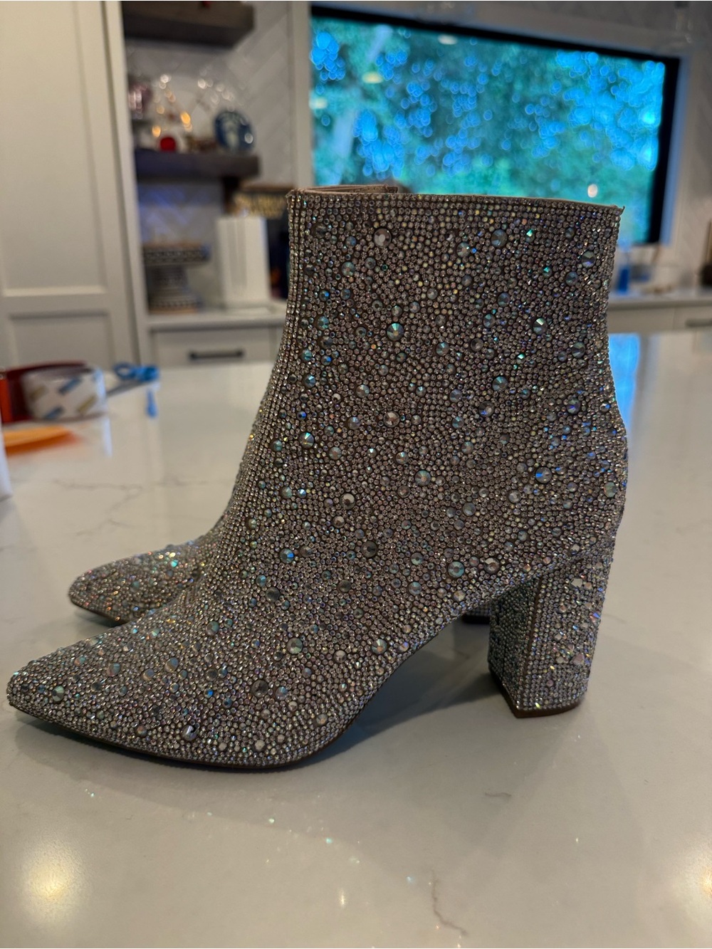Betsey Johnson Kayla Crystal-Embellished Rhinestone Women's Ankle Boots Size 8.5 - Picture 3 of 11